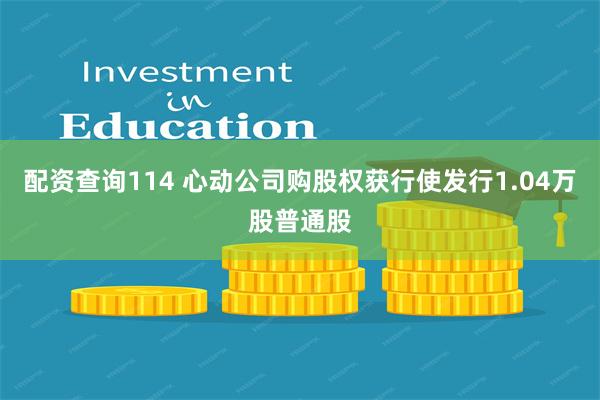 配资查询114 心动公司购股权获行使发行1.04万股普通股