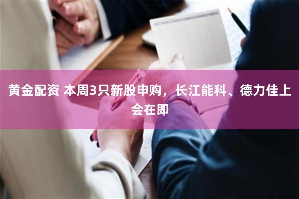 黄金配资 本周3只新股申购，长江能科、德力佳上会在即