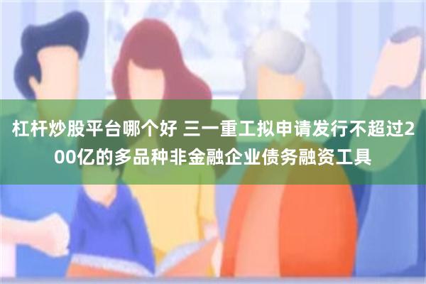 杠杆炒股平台哪个好 三一重工拟申请发行不超过200亿的多品种非金融企业债务融资工具