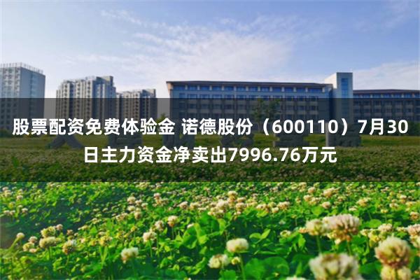 股票配资免费体验金 诺德股份（600110）7月30日主力资金净卖出7996.76万元