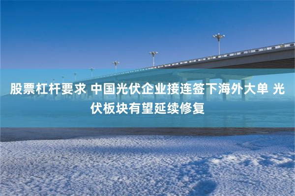 股票杠杆要求 中国光伏企业接连签下海外大单 光伏板块有望延续修复