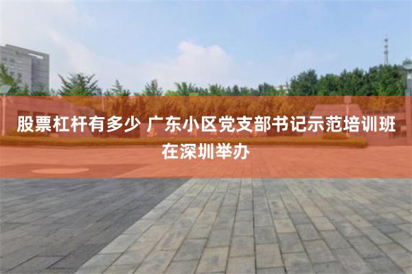 股票杠杆有多少 广东小区党支部书记示范培训班在深圳举办