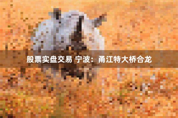 股票实盘交易 宁波：甬江特大桥合龙