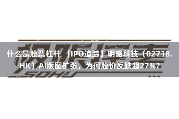 什么是股票杠杆 【IPO追踪】明略科技（02718.HK）AI版图扩张，为何股价反跌超27%？