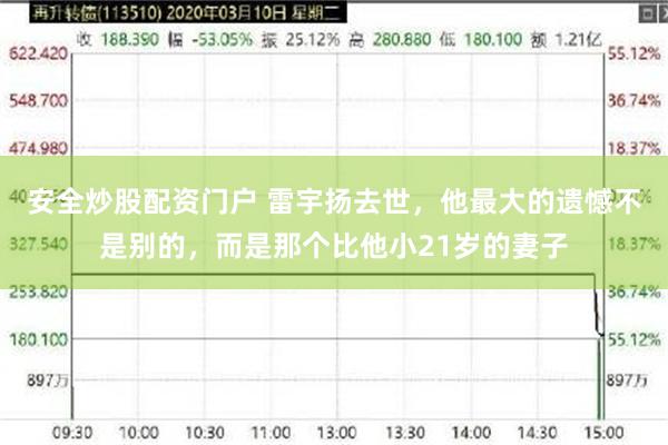 安全炒股配资门户 雷宇扬去世，他最大的遗憾不是别的，而是那个比他小21岁的妻子